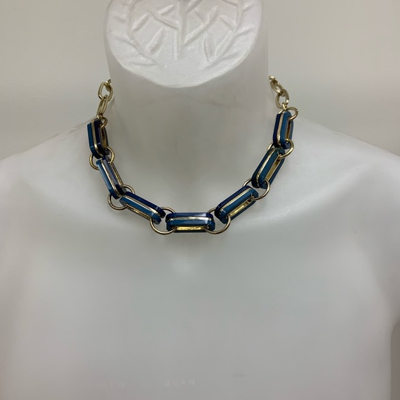 Blue and Gold Chain Necklace - Picture 2 of 4